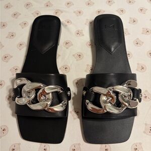 Marc Fisher Black and Silver Sandals
